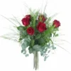 Bouquet Champêtre De Roses Rouges "Athènes"
