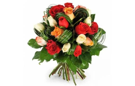 Bouquet Rond De Roses Colorées Joie 1 Bouquet Rond De Roses Colorées Joie
