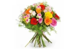 Bouquet Rond De Roses Multicolores