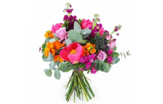 Bouquet Rond Fuchsia & Orange "Florence" 1 Bouquet Rond Fuchsia & Orange "Florence"
