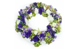 Couronne De Fleurs Bleues, Mauves & Blanches "Kyrios"
